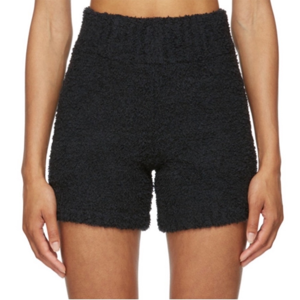 SKIMS Black High Waist Fleece Lounge Shorts